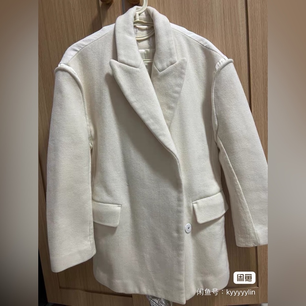 Elegant Cream deconstruction  wool blended Women's Coat